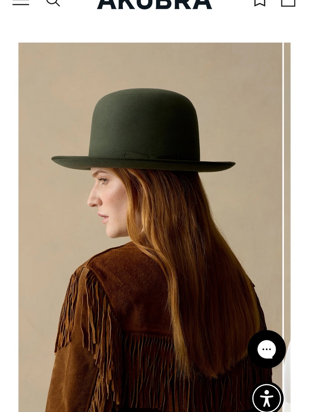 Akubra  Campdraft Olive Green Felt Bowler Hat with Ribbon Band - Picture 10 of 12